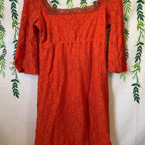 Red/Orange Laundry Size Small Stretchy Textured Dress B1 - Picture 5 of 5
